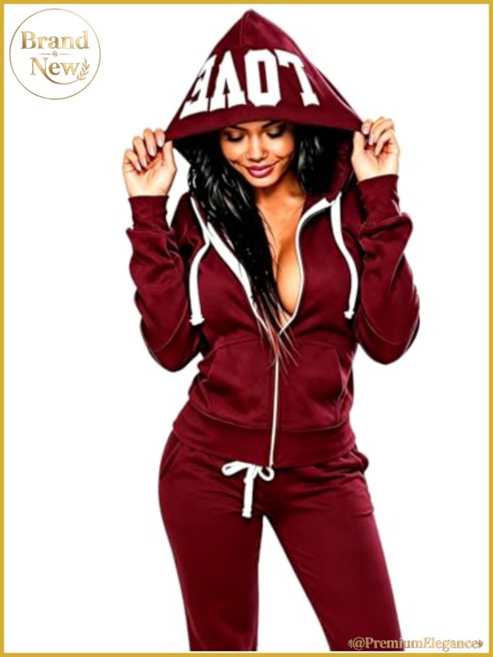 Womens 2 Piece Sweatsuit Zip Up Jacket & Sweatpants Jogger Tracksuit Set